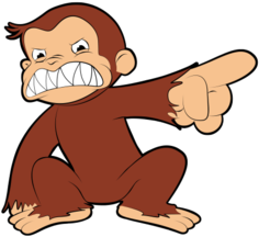 See No Evil Monkey Clipart - Furious George Funny Monkey Cartoon Animal Canvas Print (674x518)