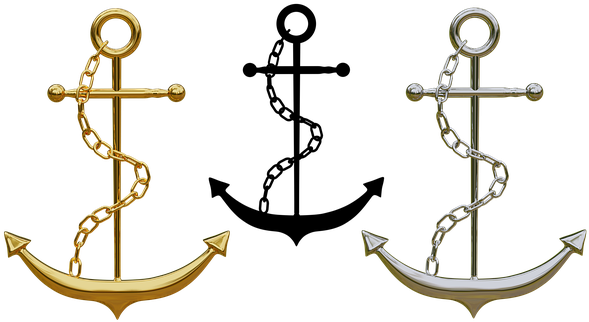 Anchor, Trailers, Jewellery, Isolated - Gold Anchor Png (604x340)