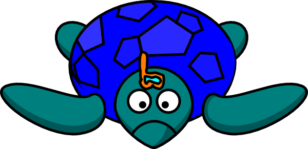 Turtle Clipart Blue And Green - Green Sea Turtle Drawings (600x291)