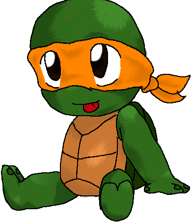 Baby Ninja Turtle Cartoon - Teenage Mutant Ninja Turtles Baby Mikey (391x451)
