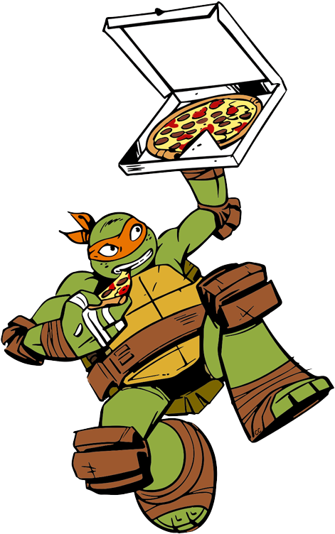 Pizza Clipart Teenage Mutant Ninja Turtles - Ninja Turtles Michelangelo Pizza (476x759)