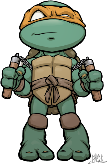 Chibi Mikey By Chadwick J Coleman - Ninja Turtles Michelangelo Drawings (600x776)