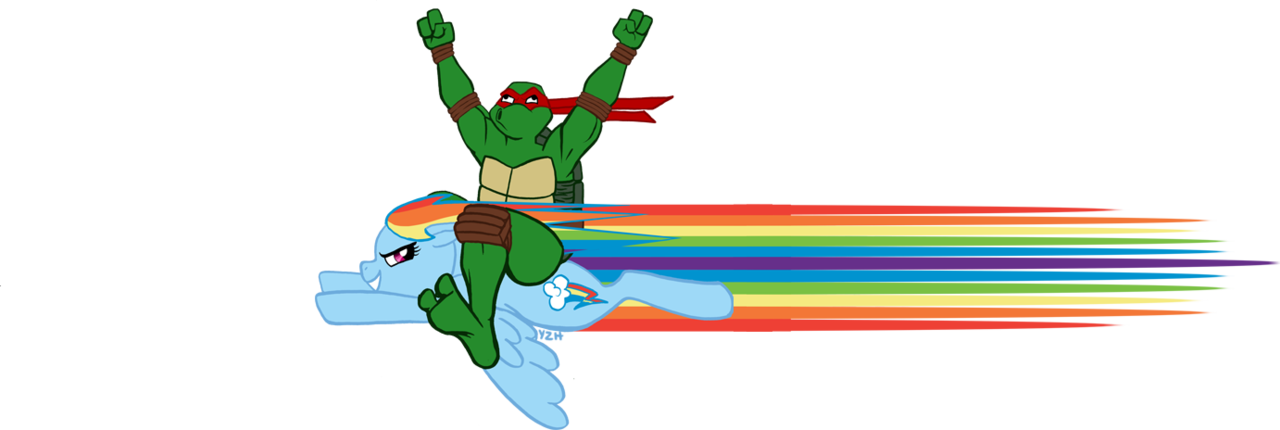 Zakniteh, Crossover, Rainbow Dash, Raphael, Safe, Teenage - Tmnt Raphael Y Rainbow Dash (1280x430)