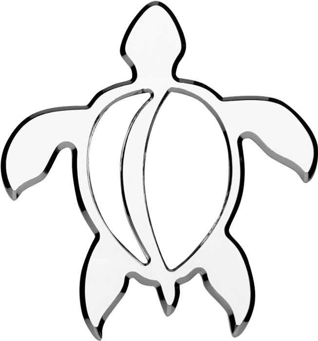 Hawaiian Turtle 3d Chrome Plated Sticker - Outline Of A Turtle (752x800)