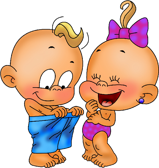 Funny Baby Boy And Girl Playing Clip Art Images - Boy And Girl Cartoon Baby (600x600)