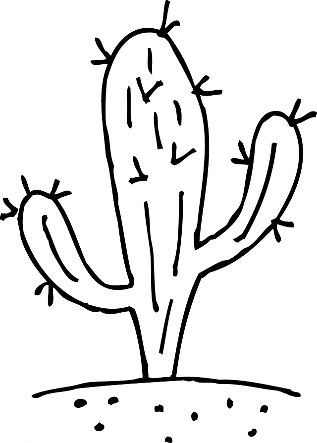 White Cactus And Black Clip Art - Cactus Black And White (640x894)