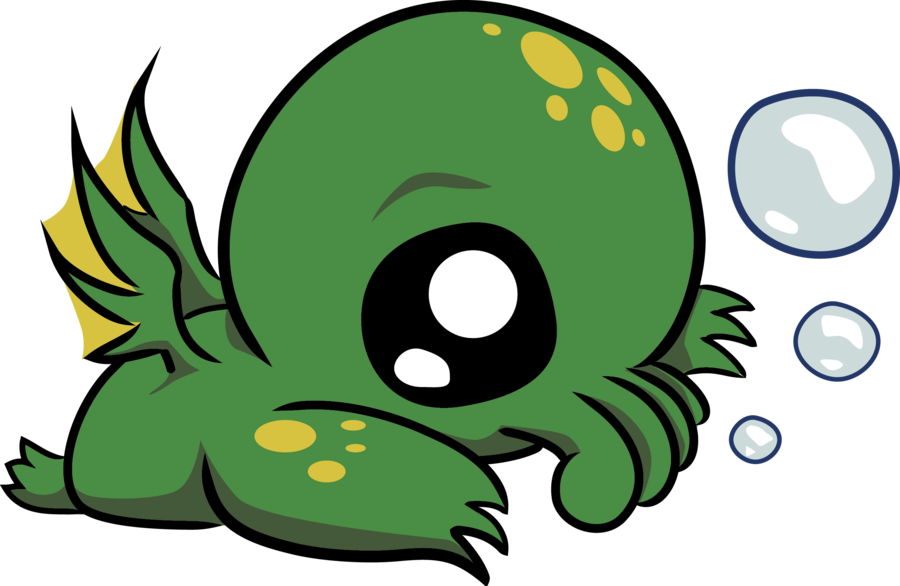 Cthulhu Likes Bubbles By Bexara - Kwaii Cthulhu (900x586)