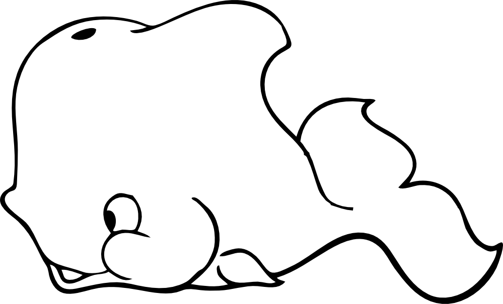 Clip Art Cute Whale Black White Line Super - Whale Clip Art (999x605)