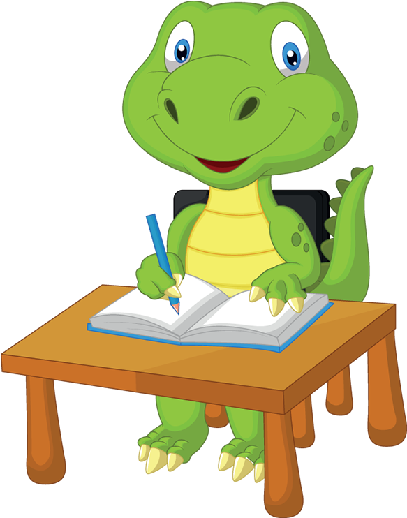 Dino-study - Cartoon Dinosaur At School (800x800)