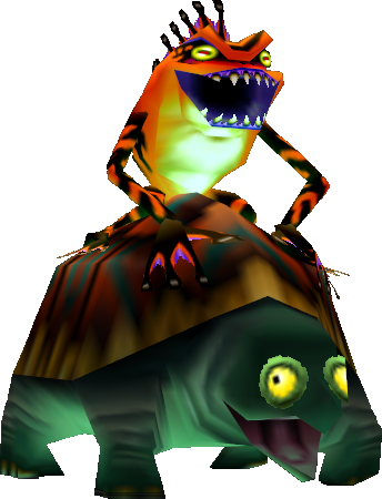 A Snapper Being Ridden By A Gekko - Majora's Mask Mini Boss (344x450)