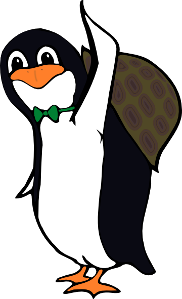 Turtle Penguin Svg Clip Arts 360 X 591 Px - Penguin With Turtle Shell (509x750)