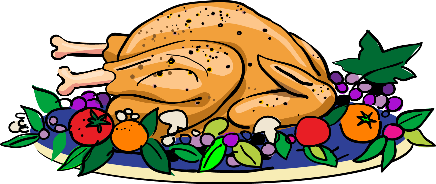 Thanksgiving Dinner Clip Art - Turkey Dinner Clipart (1740x735)