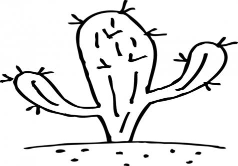 Coloring Trend Medium Size White Cactus And Black Clip - Clip Art (476x333)
