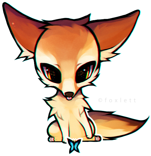 Fennec Fox By Foxlett On Deviantart Baby Fennec Fox - Chibi Fennec Fox Drawing (500x519)