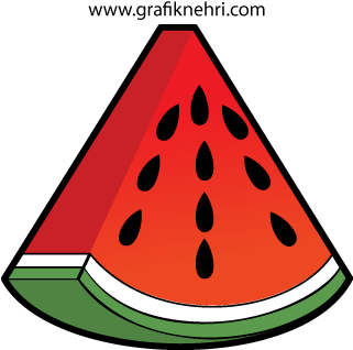 Kapruz Dilimi Vektörel Çizim - Cartoon Watermelon (350x350)