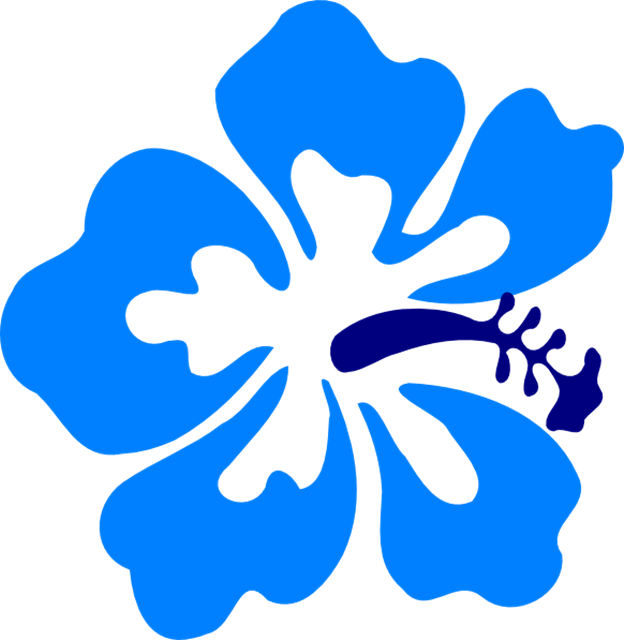 Hawaiian Flower Clipart Black - Hawaii Flower Blue (624x640)