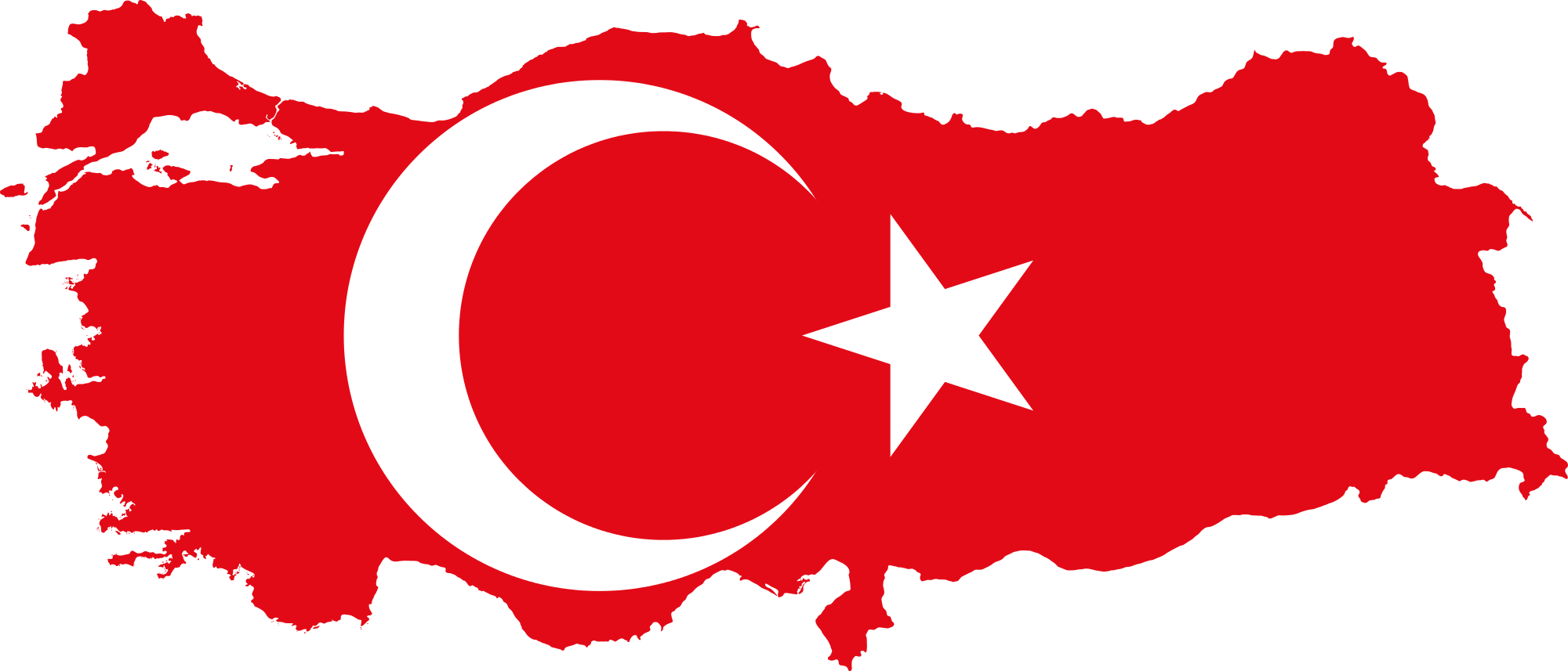 Siber Güvenilir Kal Türkiyem - Turkey Flag Map (2000x857)
