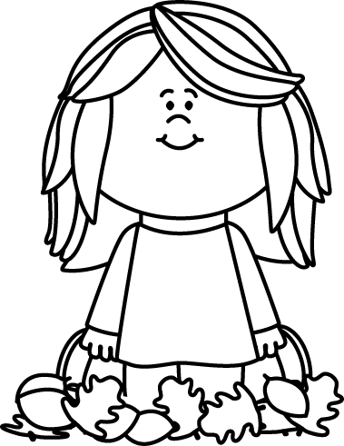 Black And White Girl Sitting In Leaves - Girl Black And White (379x491)