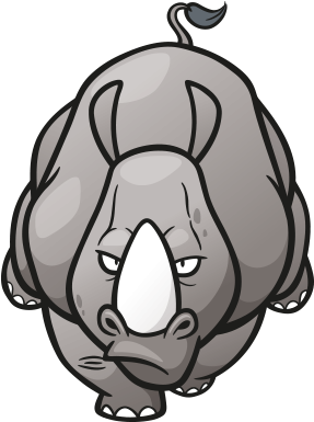 Clipart Öne Doğru Yürüyen Su Aygırı - Rhinoceros Illustration Cartoon (470x412)