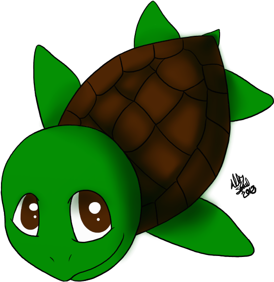 Drawn Sea Turtle Chibi - Cartoon (600x600)