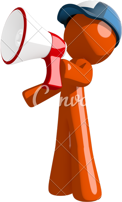 Orange Man Postal Mail Worker Shouting In Bullhorn - Police Officer (538x800)