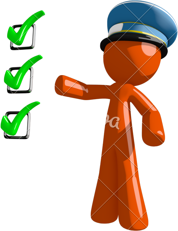 Orange Man Postal Mail Worker Pointing Green Checkmark - Laborer (673x800)