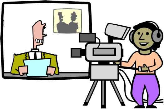 News Reader Clipart - News On Tv Cartoon (525x349)