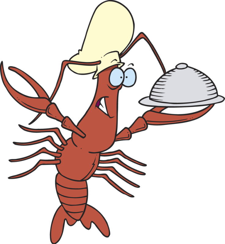Onlinelabels Clip Art - Lobster Holding A Tray (736x800)