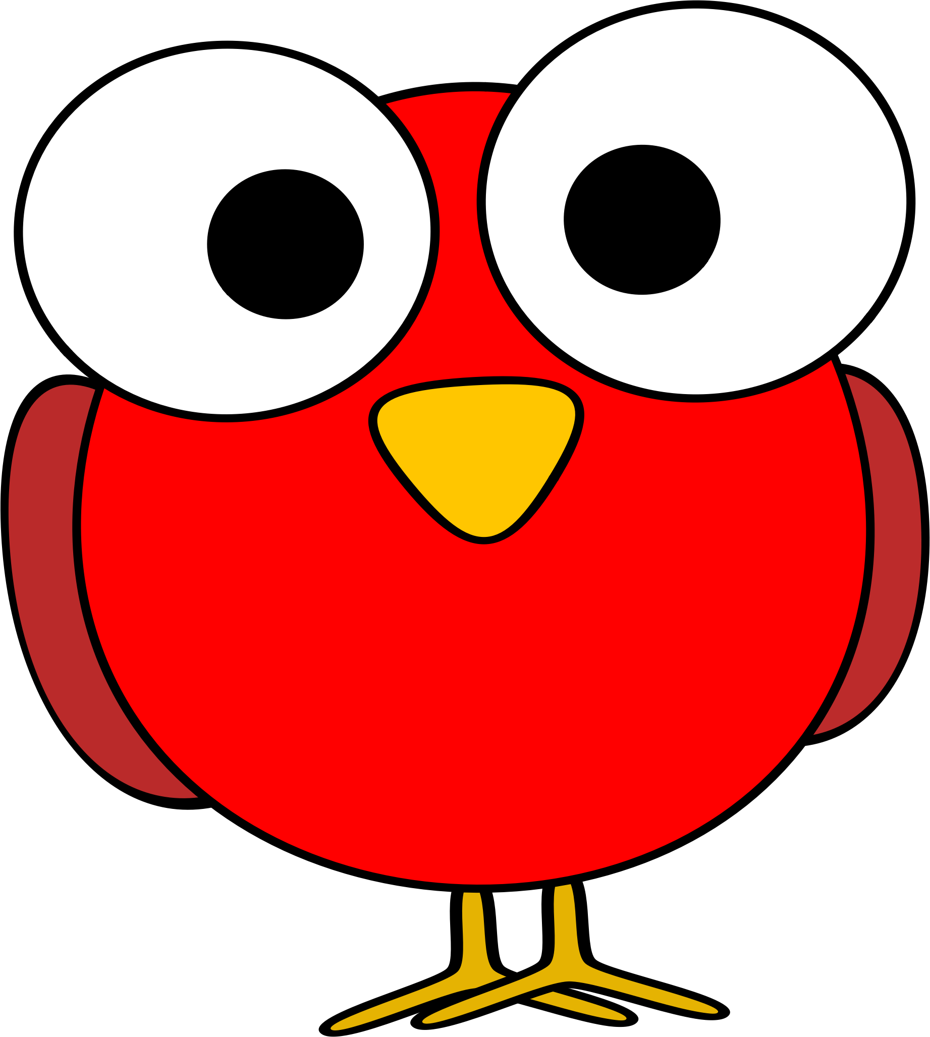 Clipart Red Googley Eye Bird Animal - Red Bird Clipart (1843x2055)
