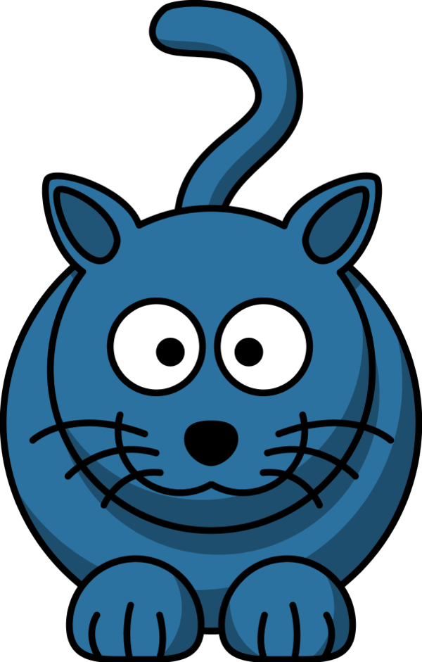 Blue Kitten Cliparts - Custom Cartoon Cat Shower Curtain (600x941)