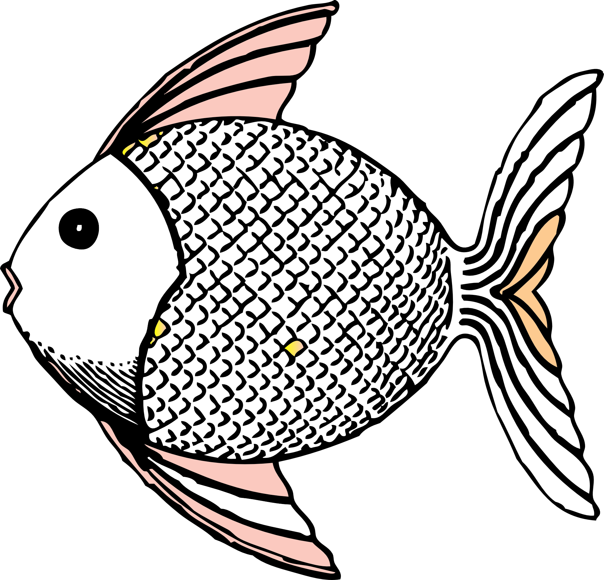 Drawing Clipart Fish Line - Tropical Fish Shower Curtain (1979x1900)