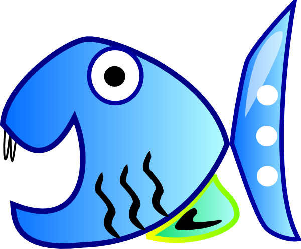 Blue Fish Clip Art - Fish Mouth Open Png (600x497)