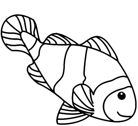 Fish Line Drawings - Coloring Page Clown Fish (600x721)