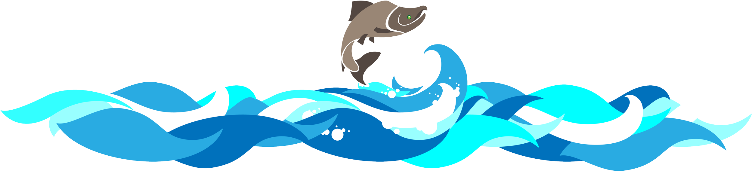 Jumping Salmon Illustration Illustration - Jumping Salmon (2498x700)