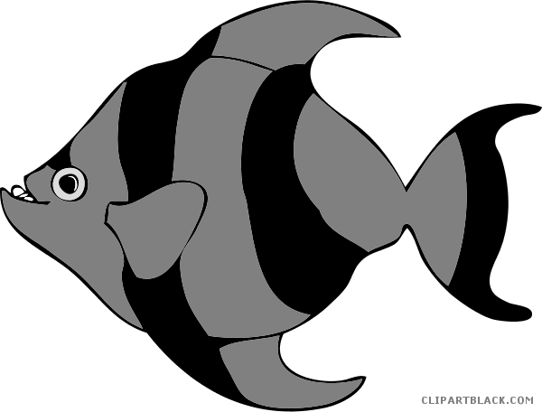 Tropical Fish Animal Free Black White Clipart Images - Large Pictures Of Cartoon Fish (600x456)