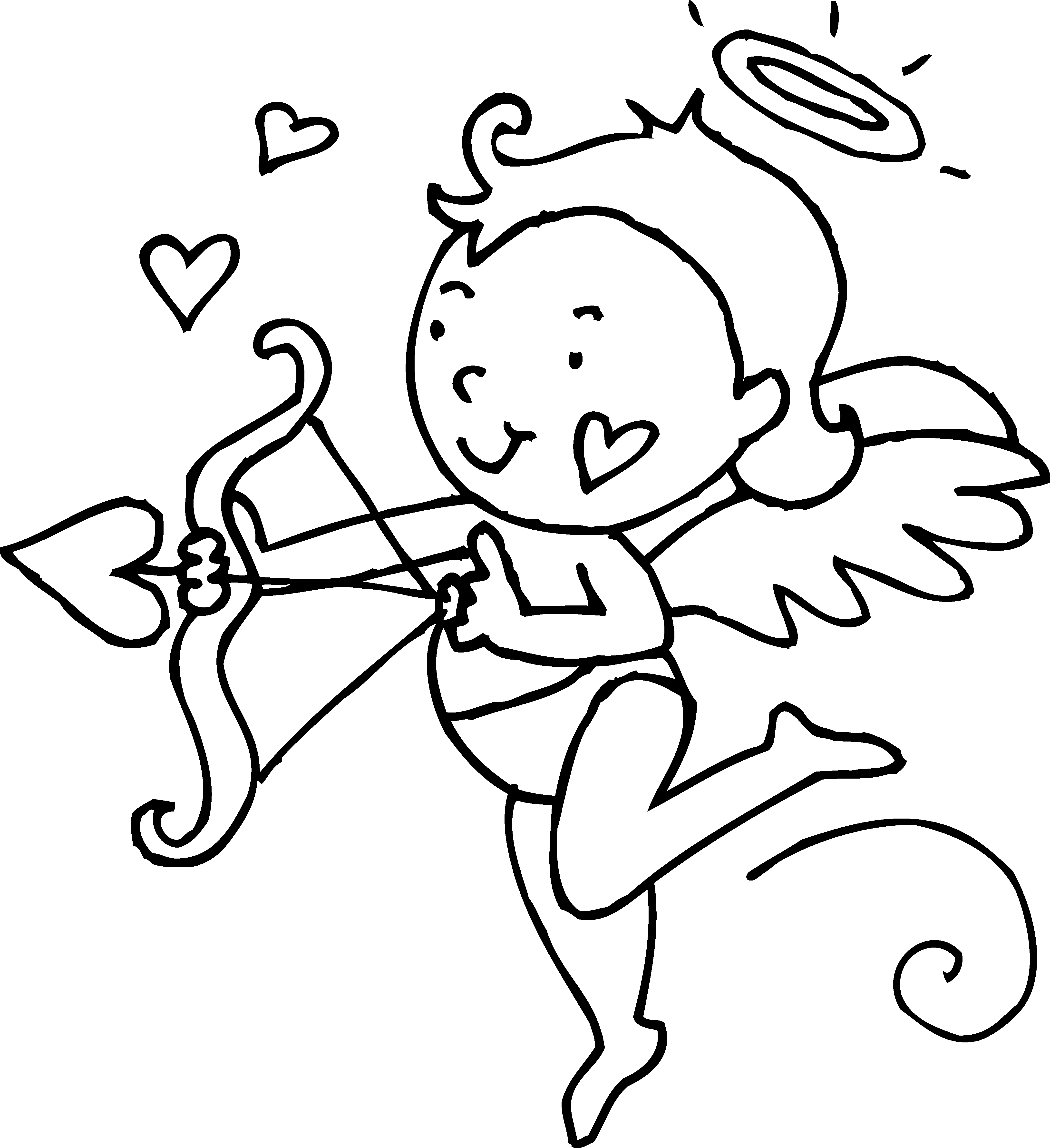 Cupid Clipart Black And White - Cupid Black And White (4308x4708)