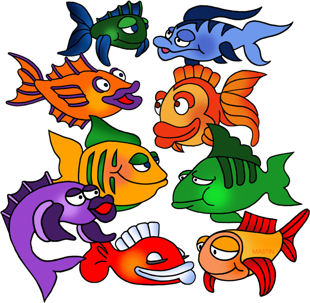 School Of Fish - Phillip Martin Clipart Fish (648x648)