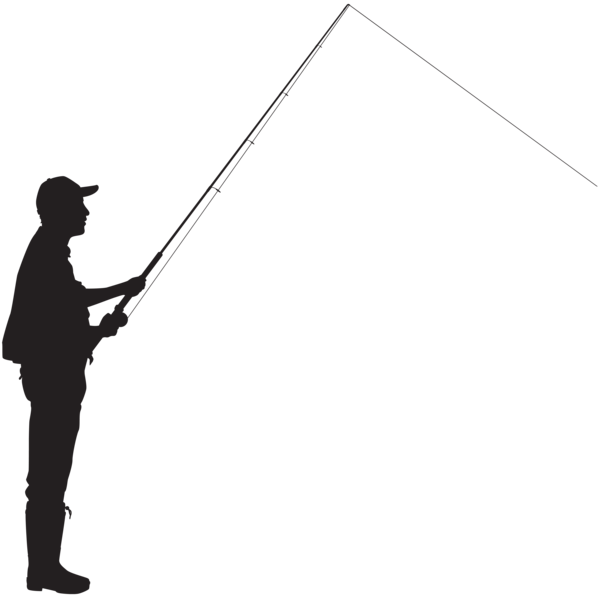 Silhouette Fisherman Fishing Clip Art - Clip Art (600x598)