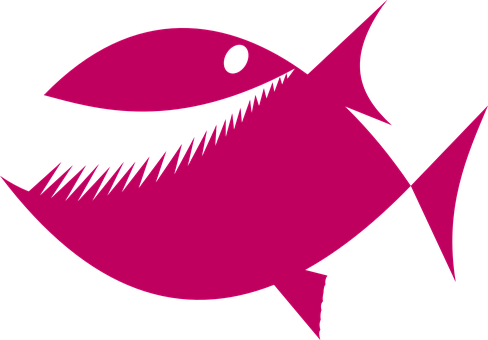 Piranha Pink Fish Predator Teeth Marine Aq - Piranha Rosa (488x340)