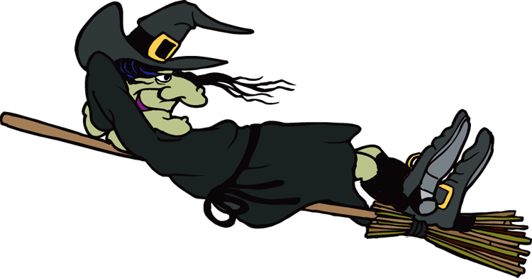 Witch Clipart - Witch Flying On Broom Gif (750x392)