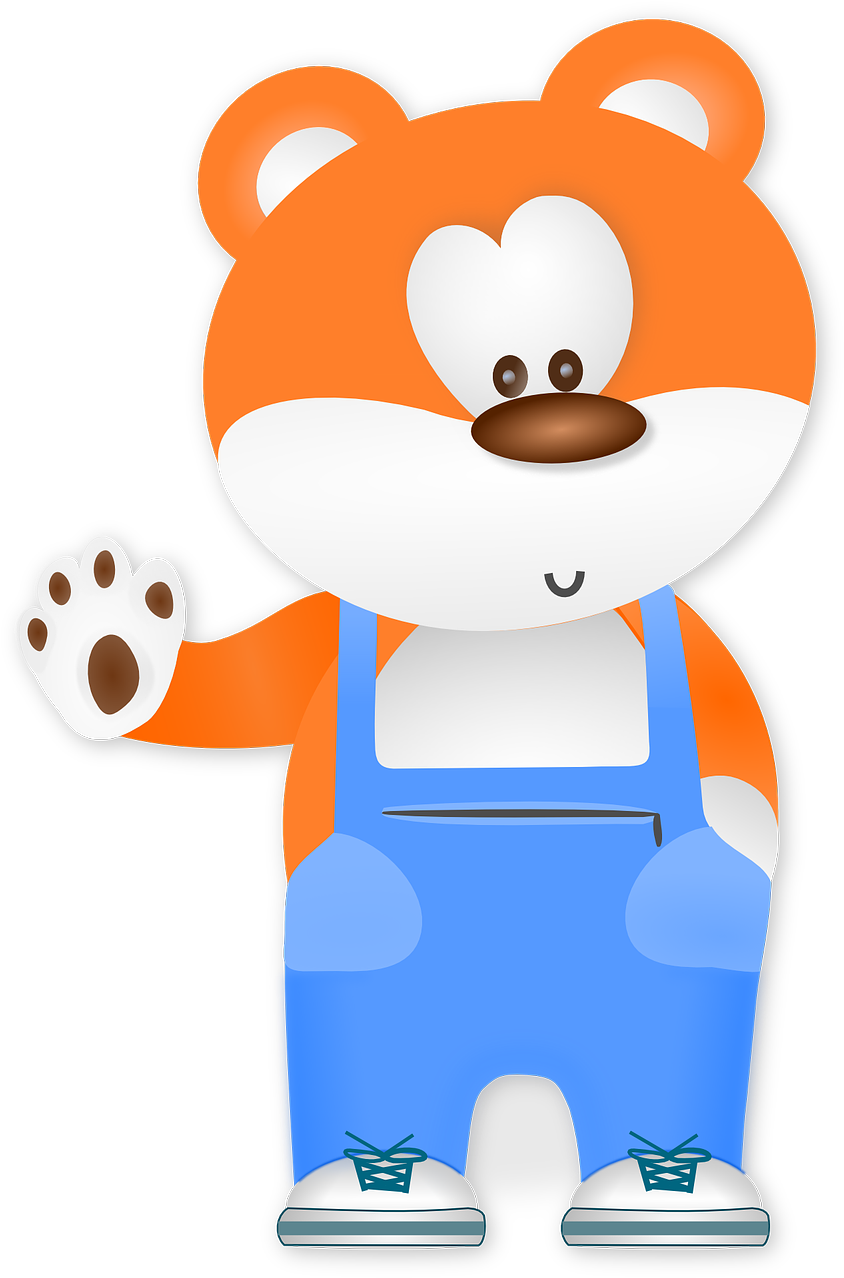 New Cute Bear Clip Art Medium Size - Bear Wearing Overalls Shower Curtain (851x1280)