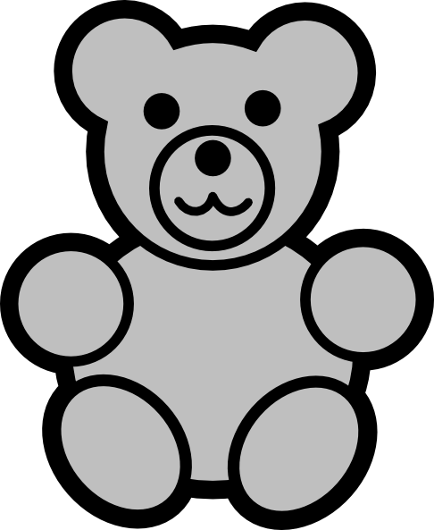 Gray Bear Clip Art - Teddy Bear Coloring Page (486x593)