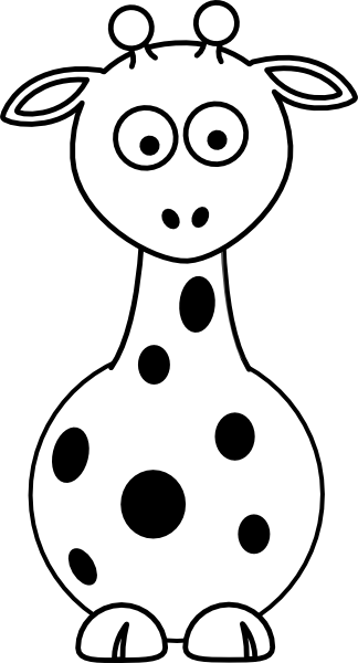 Cute Giraffe Clipart Black And White - Baby Giraffe Clipart Black And White (324x600)