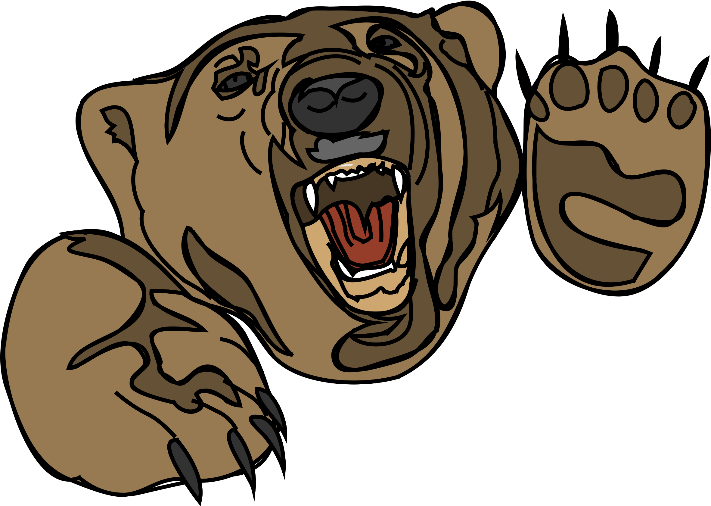 Growling Bear Clip Art - Bear Attack Clipart (2400x1728)