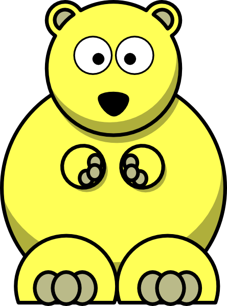 Yellow Bear Clip Art At Clker - Cartoon Polar Bear (444x600)