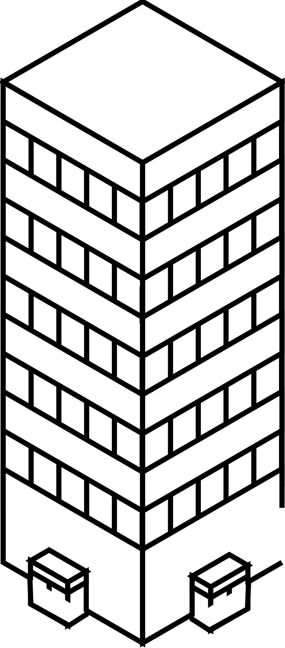 Skyscraper Clipart Black And White - Portable Network Graphics (999x2268)