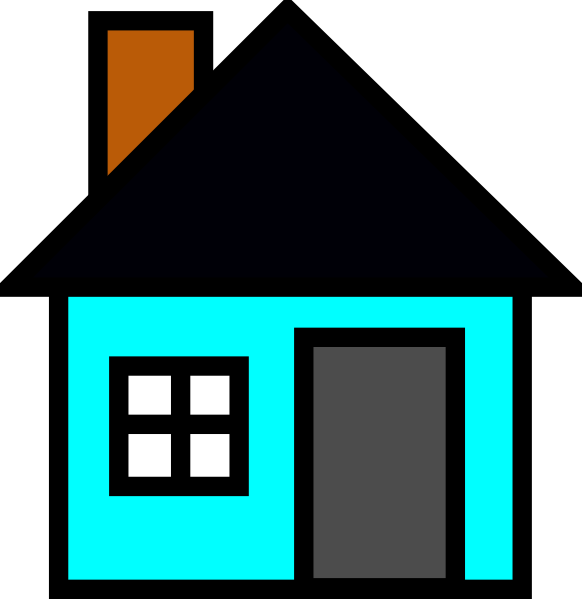 House Clipart Triangle - Teal House Clip Art (582x599)