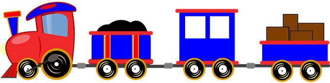 Train Cartoon Toy Engine Cars Red Blue Iso - Transparent Background Train Clipart (680x340)