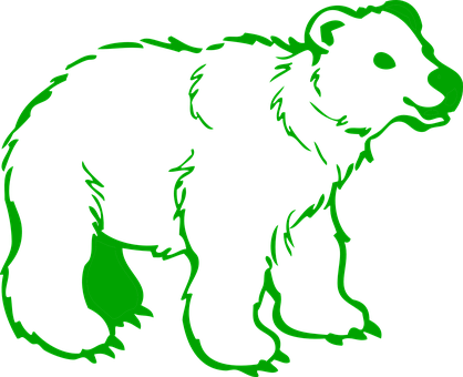 Bear Grizzly Green Big Animal Mammal Wild - Polar Bear Black And White Clipart (418x340)