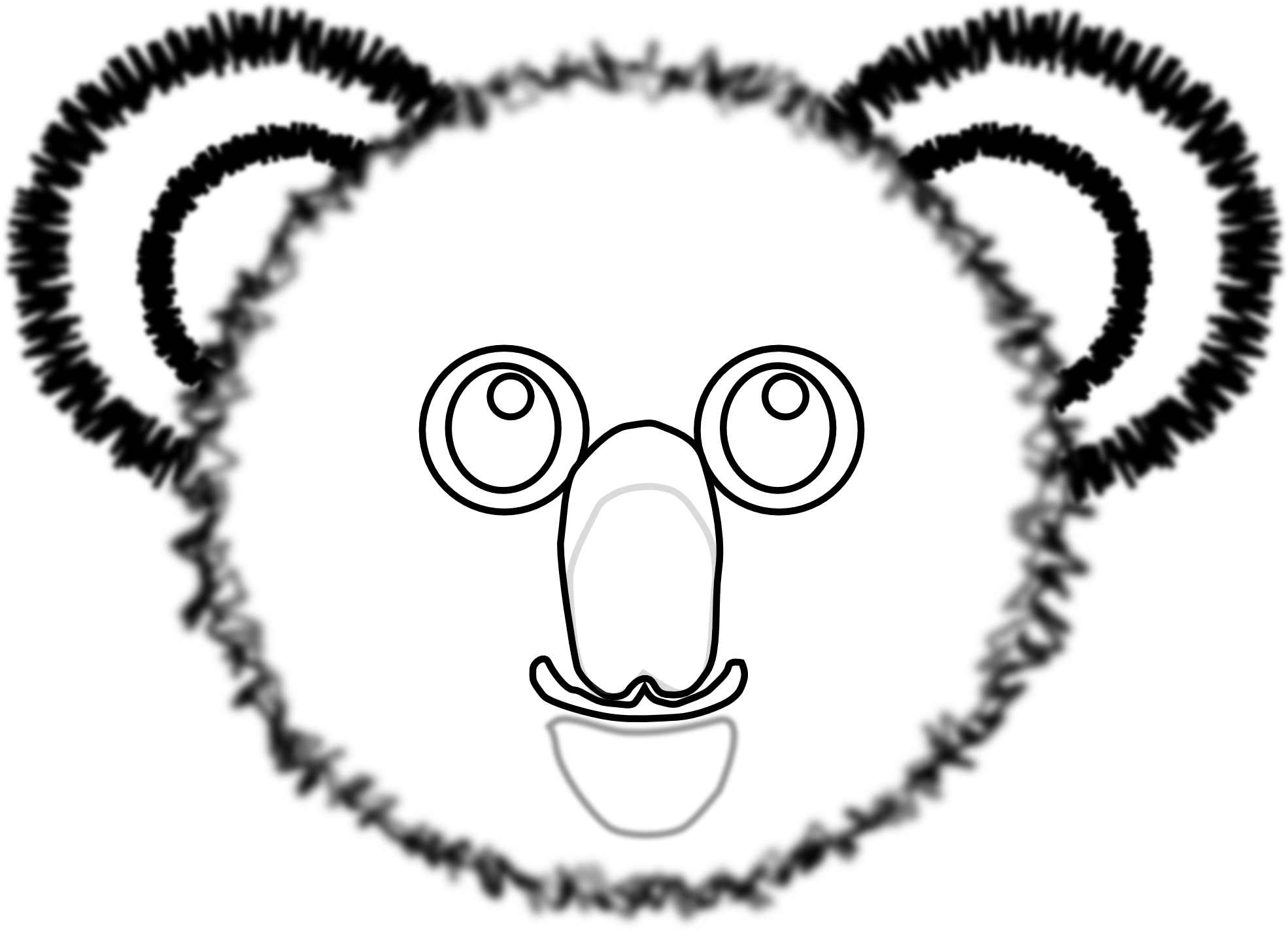 Koala Bear Black White Line Art Christmas Xmas Teddy - Koala (1969x1654)